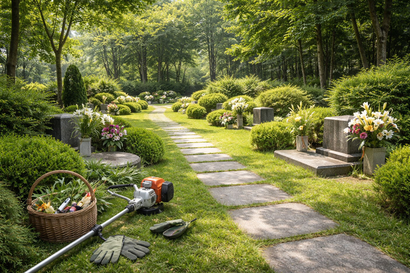 묘역 조경 작업